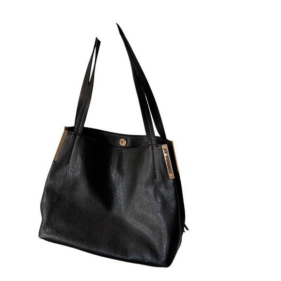 Madison West Black Shoulder Bag with gold accent and hardware - Picture 1 of 6